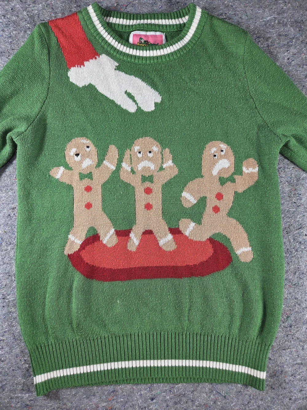 Tipsy Elves Gingerbread Cookies Ugly Christmas Sweater Men’s Large Green